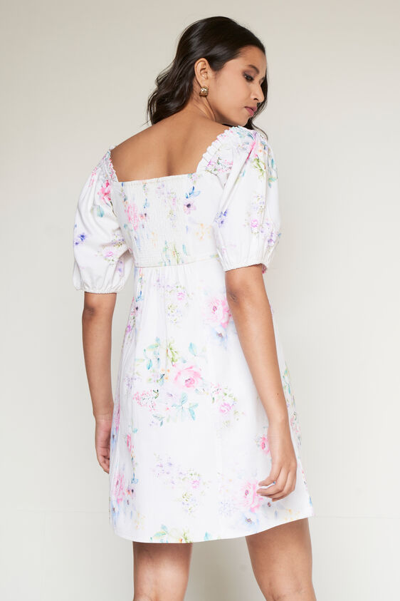 White Floral Straight Dress, White, image 5